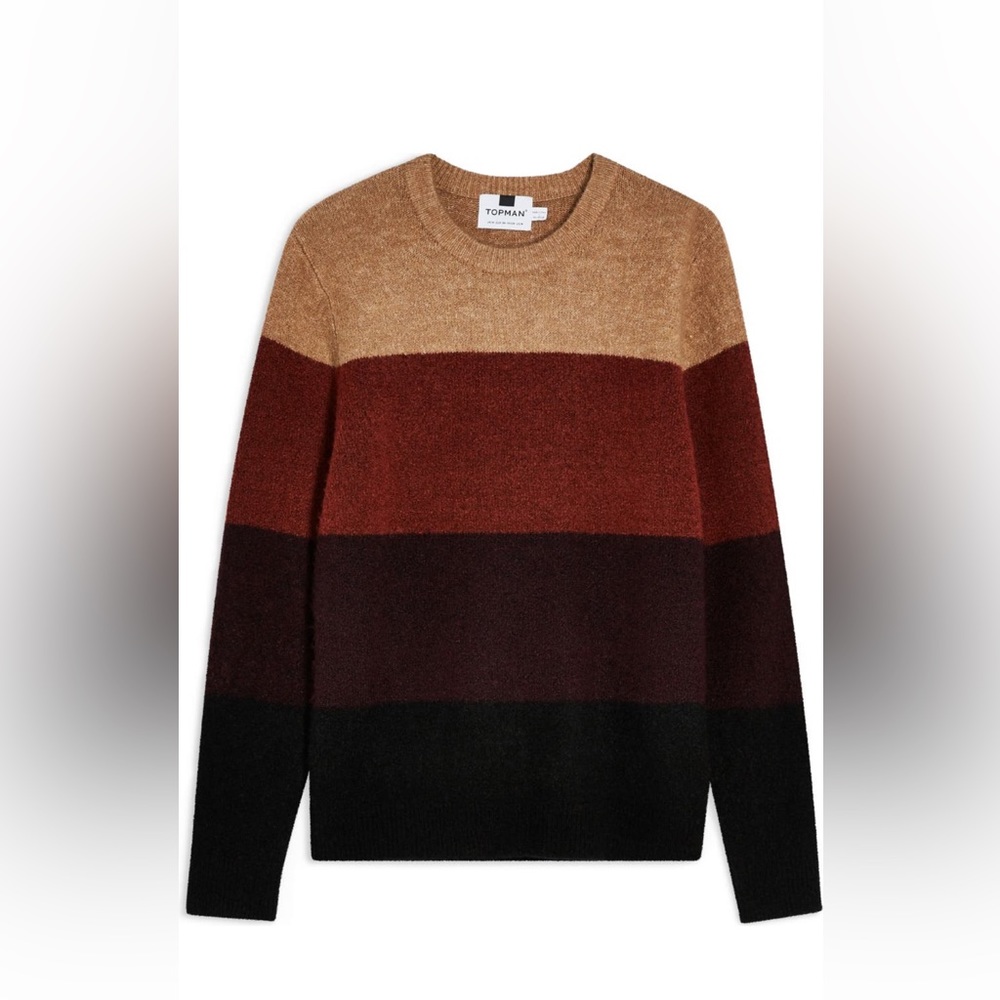 Topman ‘Harlow’ classic fit color lock crewneck sweater in soft fuzzy texture